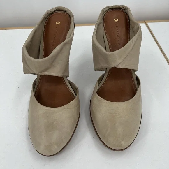 Anthropologie Leifsdottir Jenni Taupe Italian Leather Heels Size 41 EUR 10.5 US - Picture 3 of 13